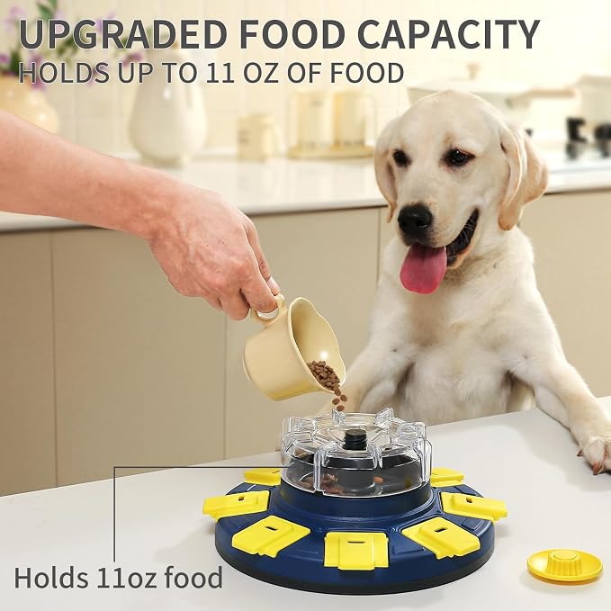 Dog Puzzle Feeder Toy, Adjustable Food Release, Rotating, Blue