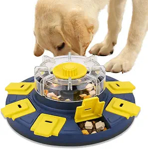 Dog Puzzle Feeder Toy, Adjustable Food Release, Rotating, Blue