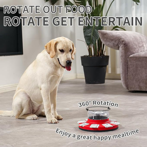 Dog Puzzle Feeder Toy, Adjustable Food Release, Rotating, Red
