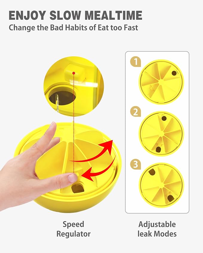 Dog Treat Dispensing Ball with Adjustable Release, Yellow, 5.6 Inch