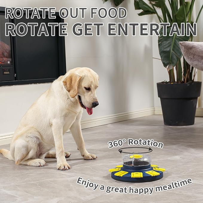 Dog Puzzle Feeder Toy, Adjustable Food Release, Rotating, Blue