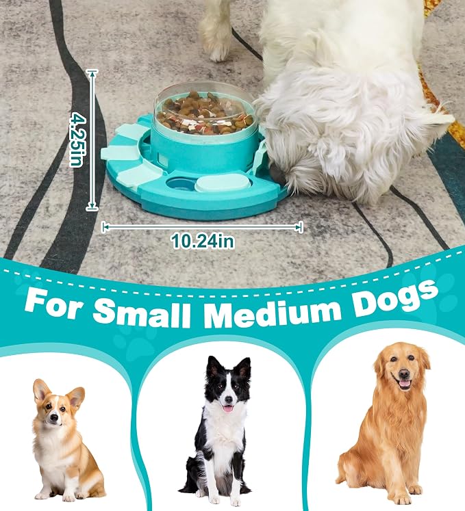 Dog Puzzle Feeder Toy for Small and Medium Dogs, Slow Feeding Bowl