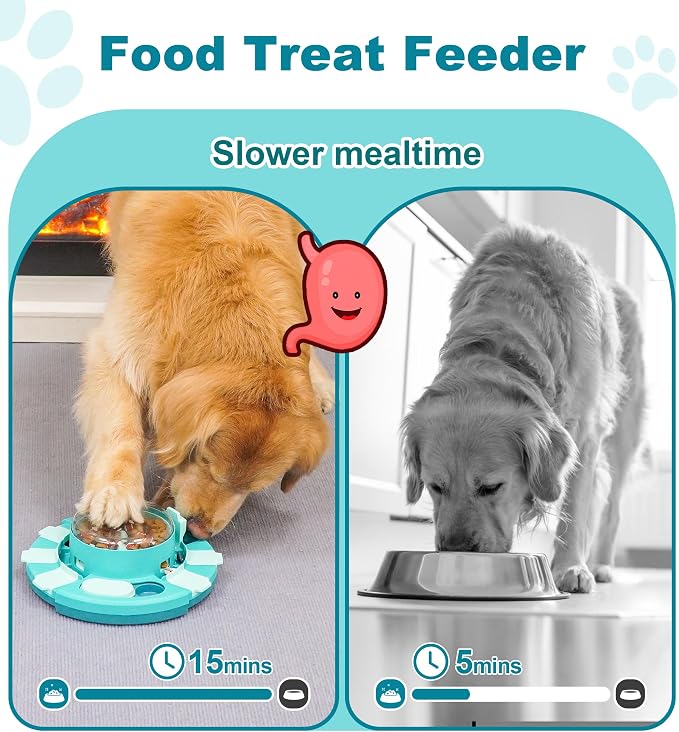 Dog Puzzle Feeder Toy for Small and Medium Dogs, Slow Feeding Bowl