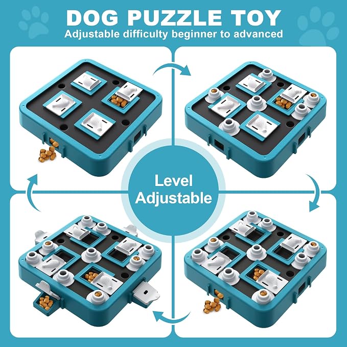 Interactive Dog Puzzle Toy with Adjustable Difficulty Levels, Large